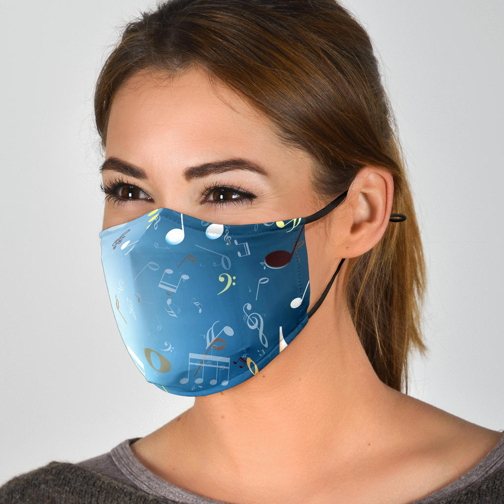 Music Notes Light Blue Face Mask