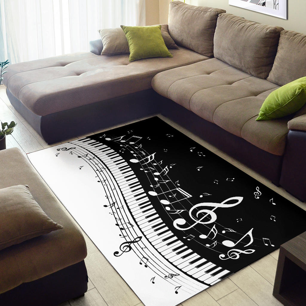Piano And Music Notes Area Rug