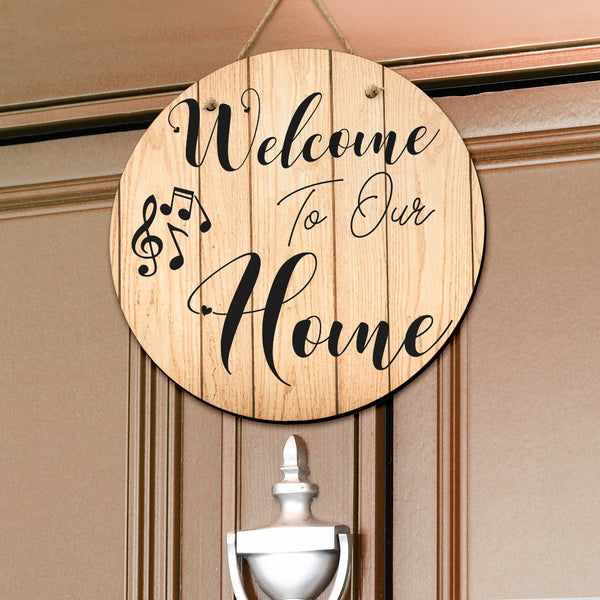 Music Notes Welcome Door Sign - Artistic Pod