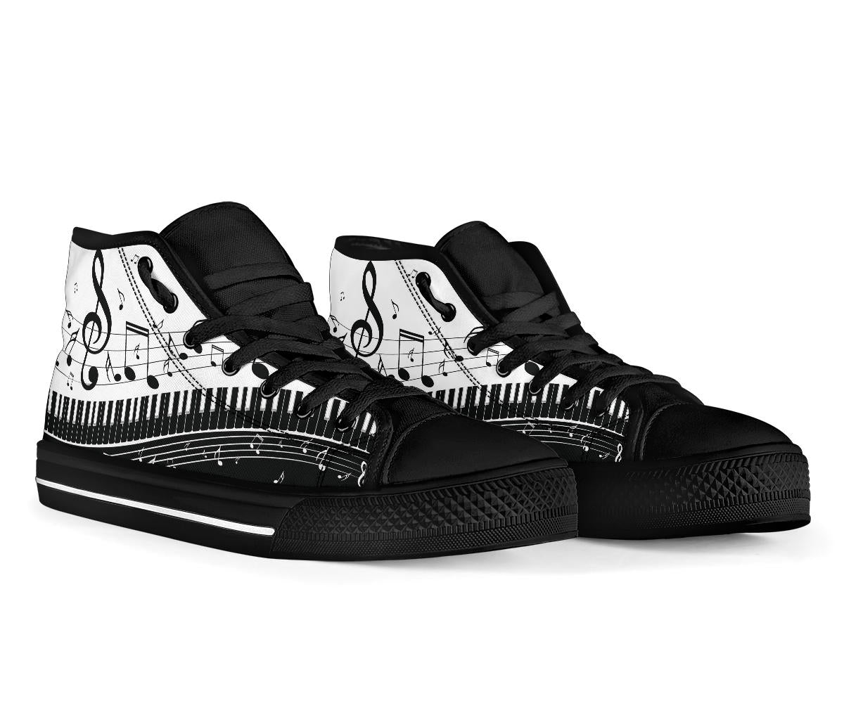 Piano Keys With Music Notes High Tops