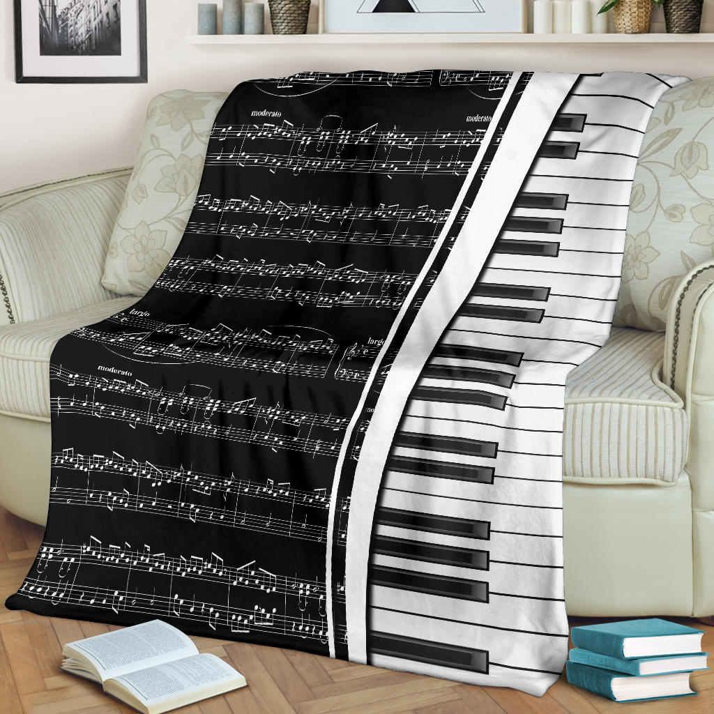 Sheet Music And Piano Black Blanket - { shop_name }} - Review