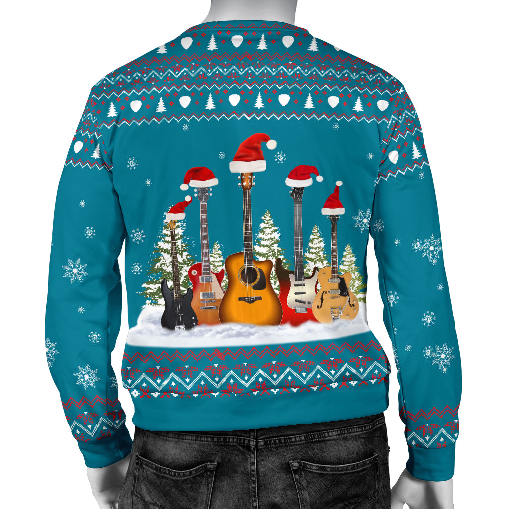 Guitars Christmas Men's Blue Sweater
