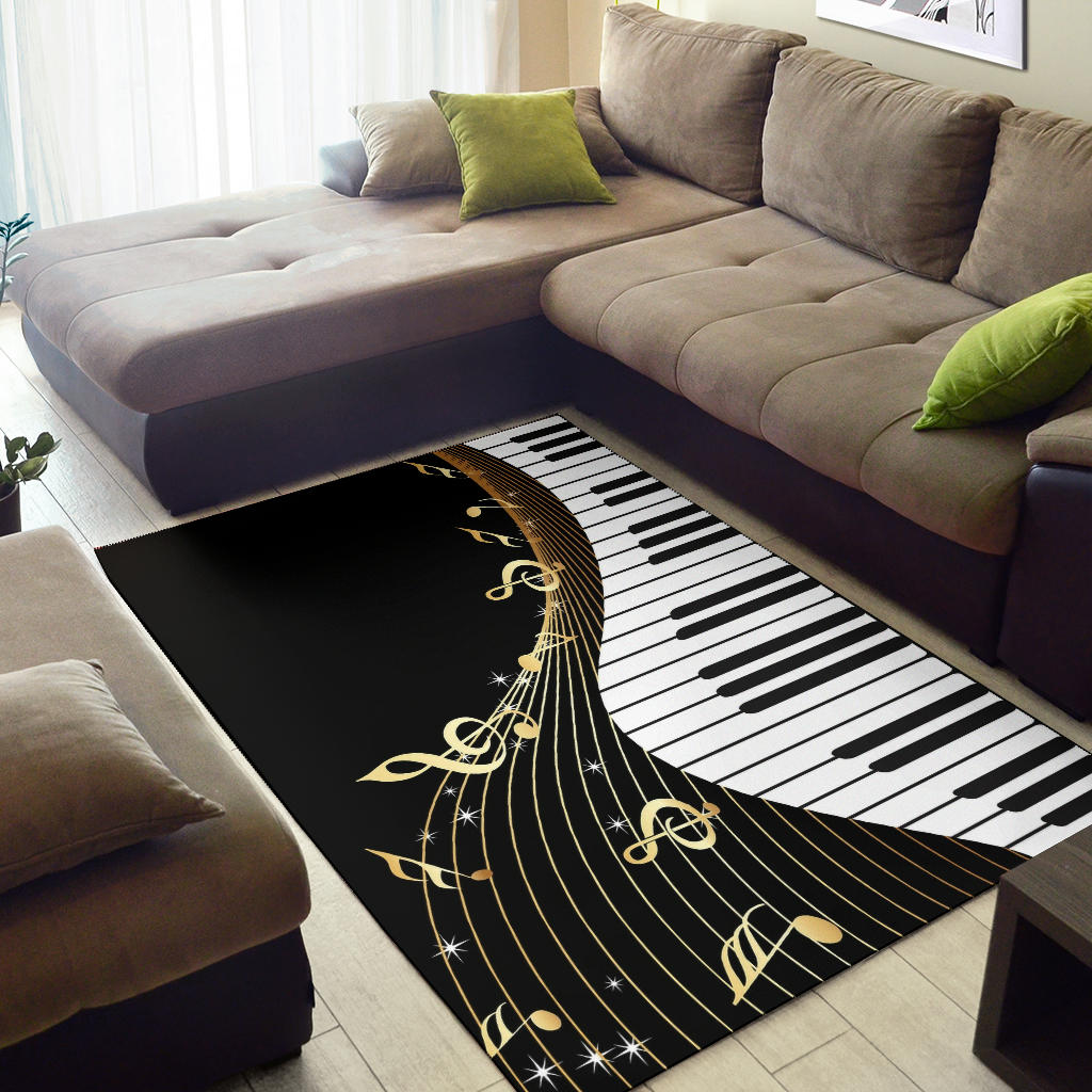 Piano Key And Music Notes Area Rug