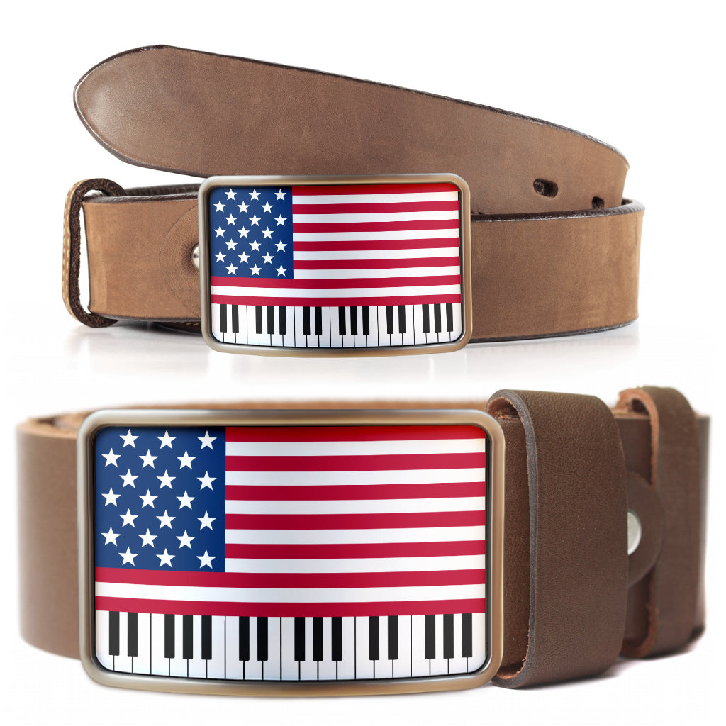 Stunning American Flag Piano Key Belt Buckle