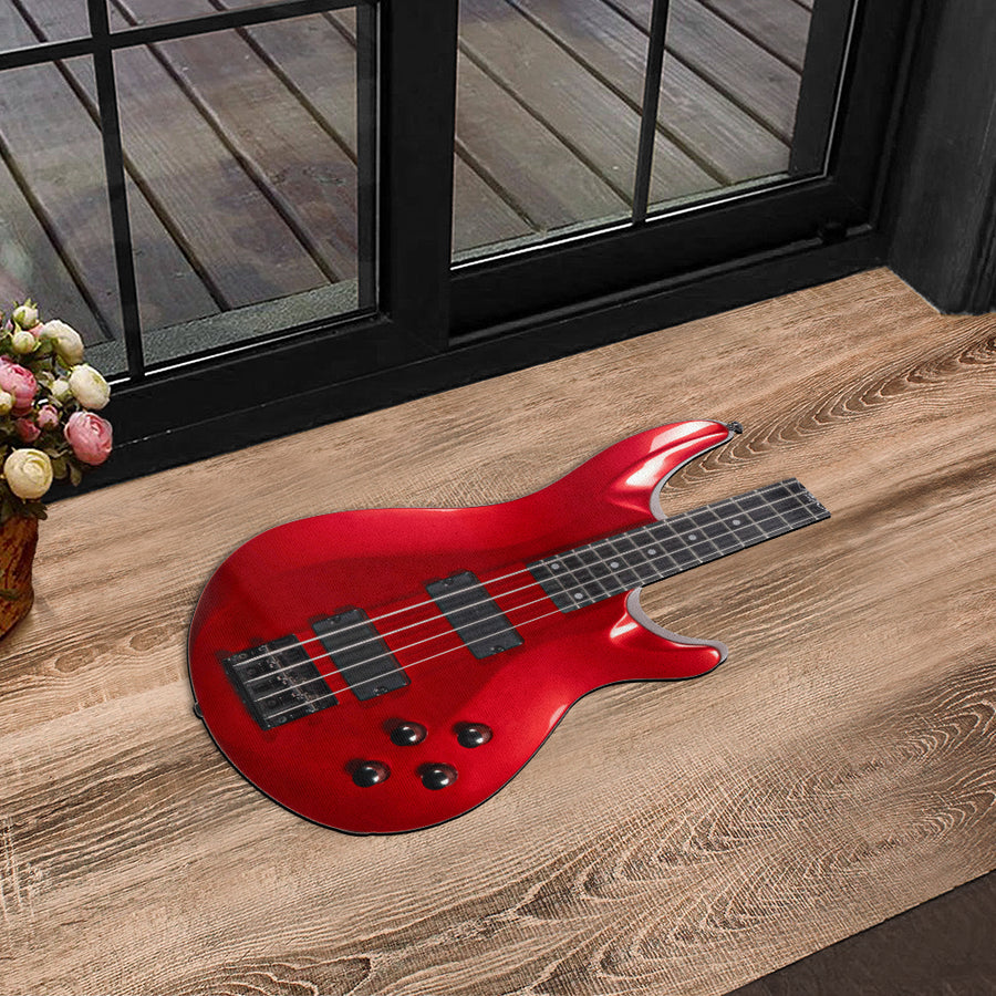 Red Guitar Shape Door Mat