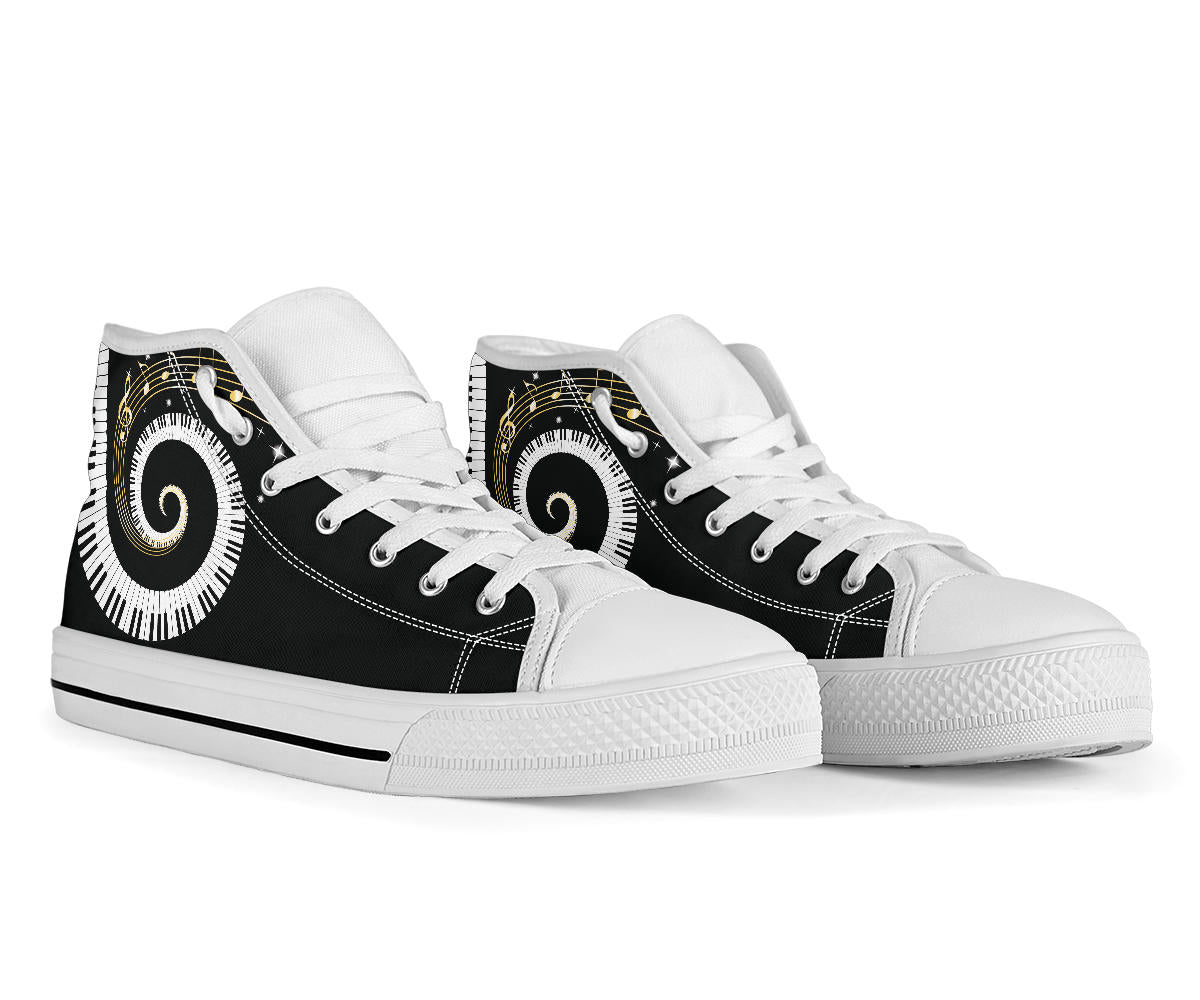 Piano Art Musical Notes High Top Shoes