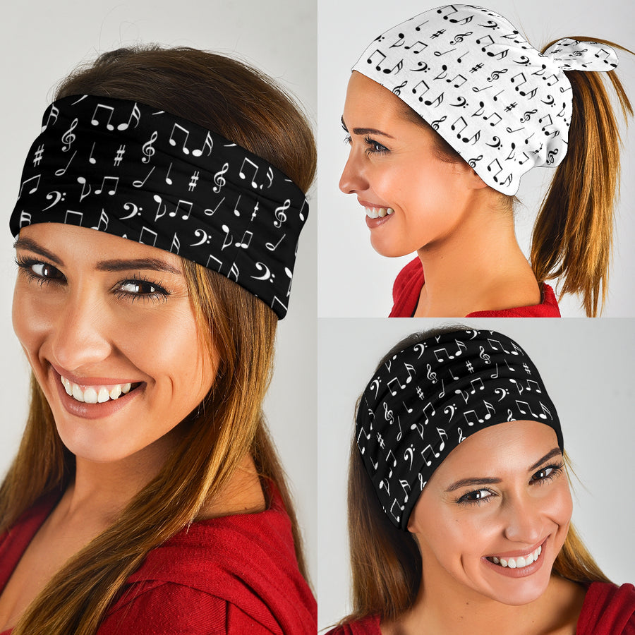 Music Notes Black And White Art Bandana 3-Pack