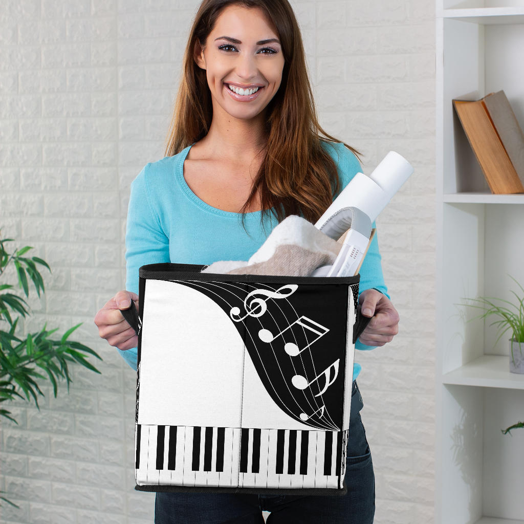 Piano Keys Music Notes Storage Cube