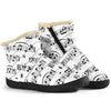 Music Notes Sheet White Cozy Winter Boots