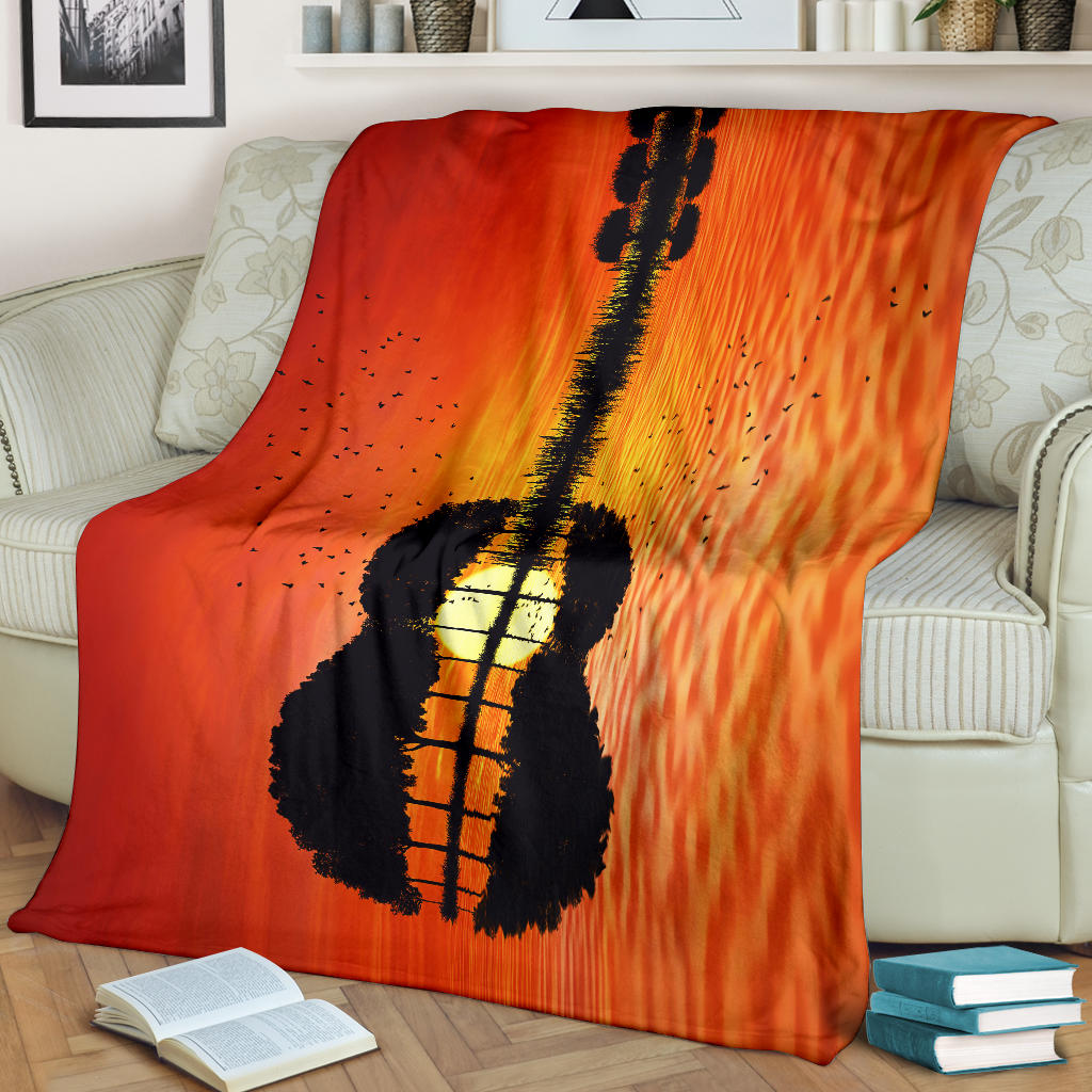 Guitar Sunset Premium Blanket