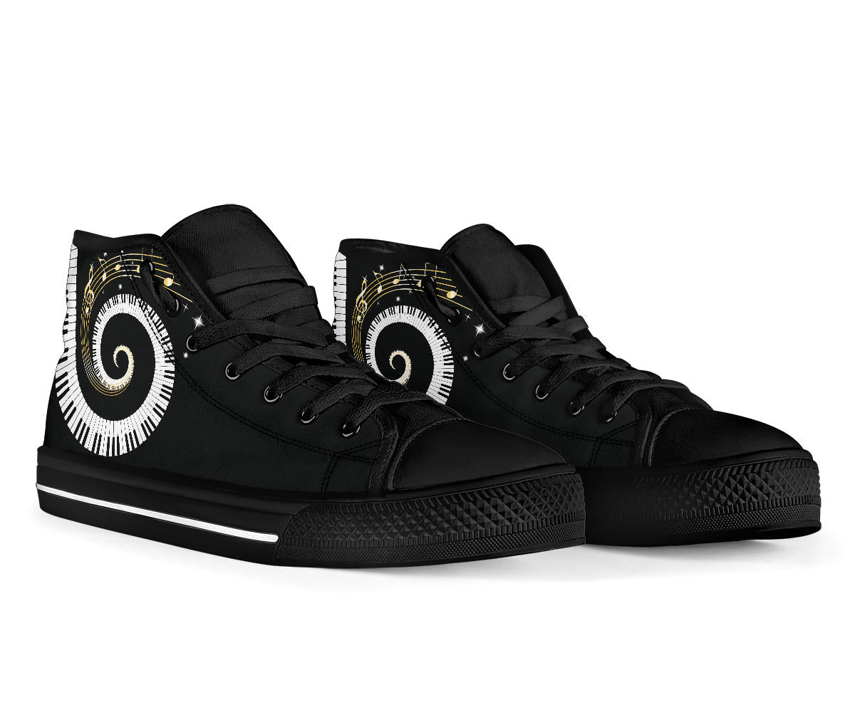 Piano Art Musical Notes High Tops