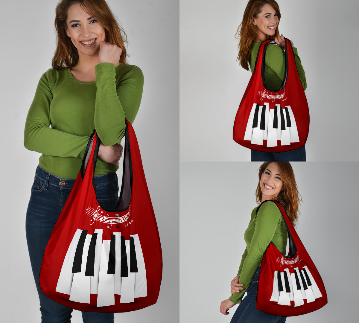Piano Key And Music Notes Grocery Bag 3-Pack