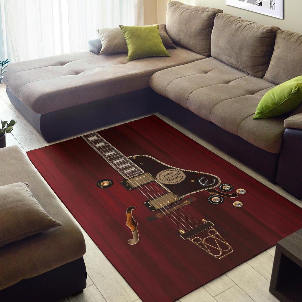 Red Electric Guitar Area Rug