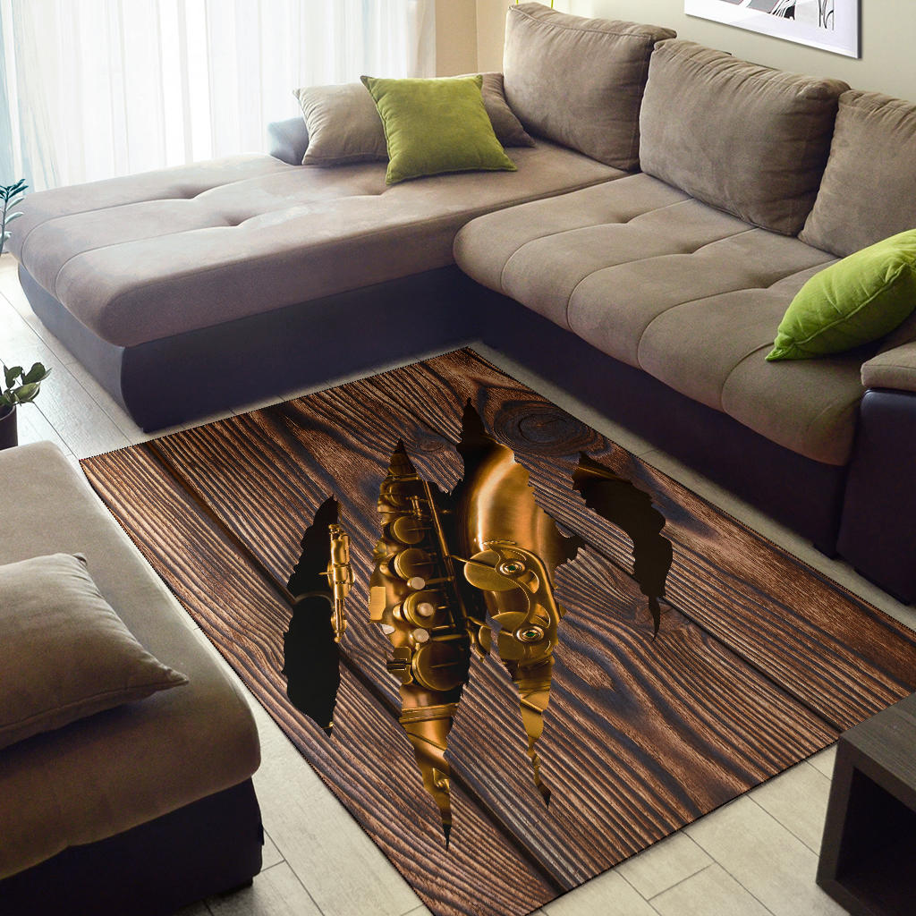 Wood Saxophone Area Rug