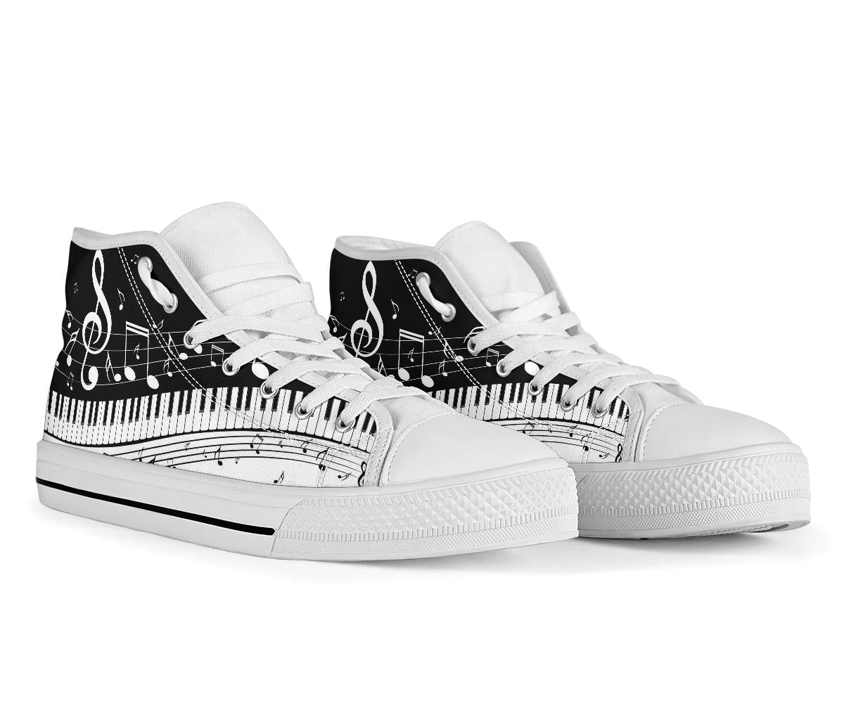 Piano Key With Musical Notes High Tops