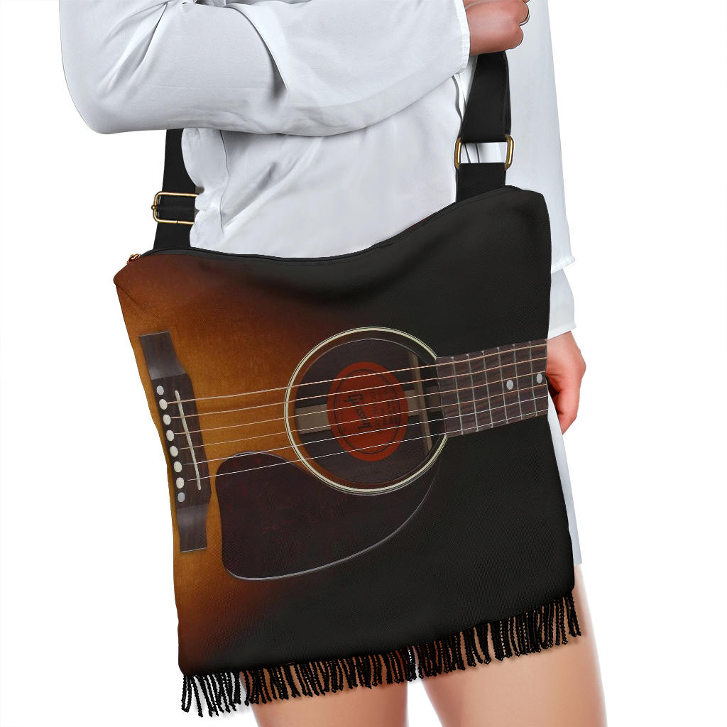 Black Guitar Boho Handbag