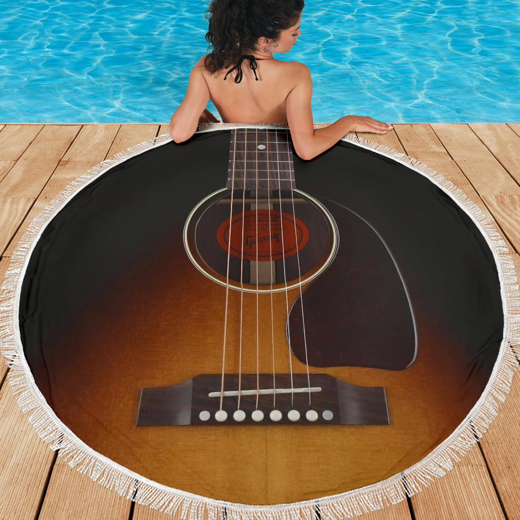 Black Guitar Beach Blanket