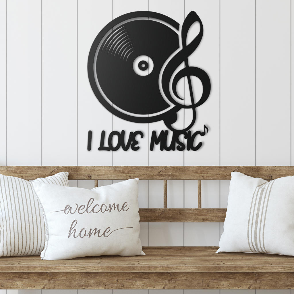 I Love Music Metal Sign