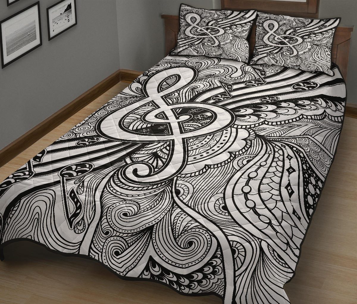 Treble Clef Style Quilt Bed Set