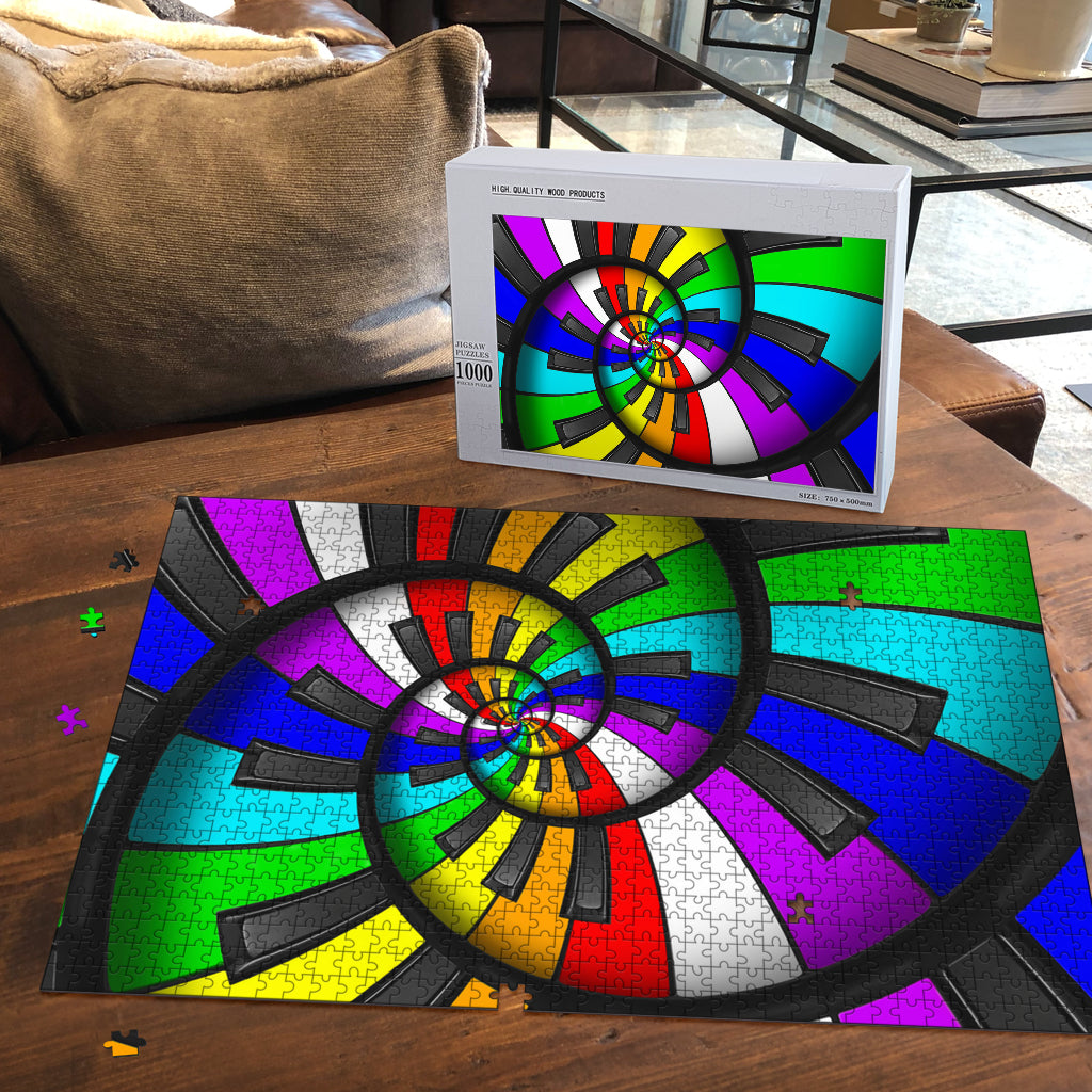 Piano Rainbow Keys Wood Jigsaw Puzzle