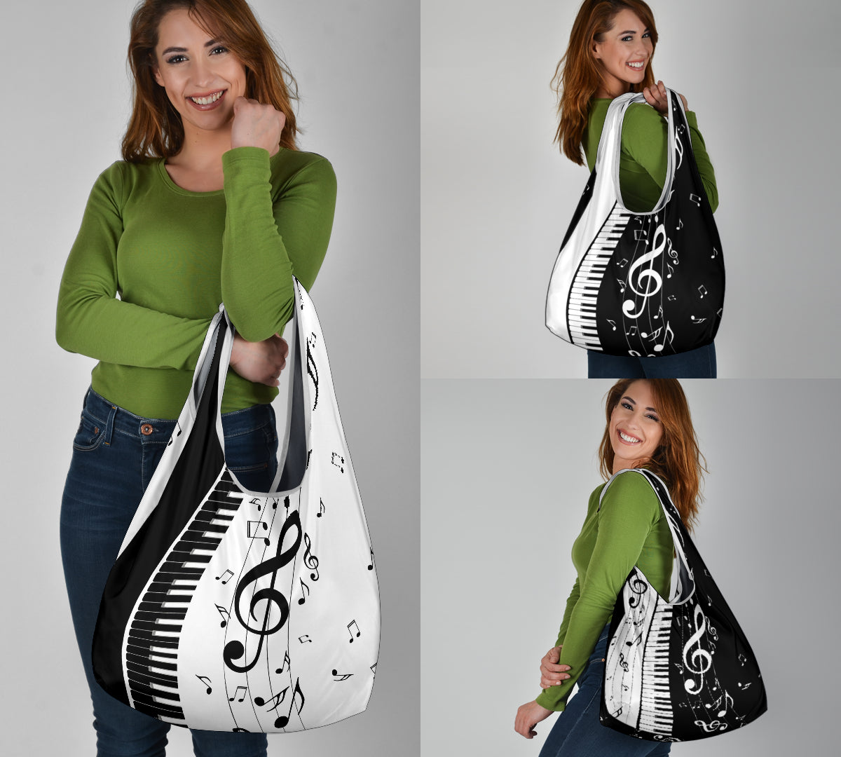 Piano Keys And Music Notes Grocery Bag 3-Pack