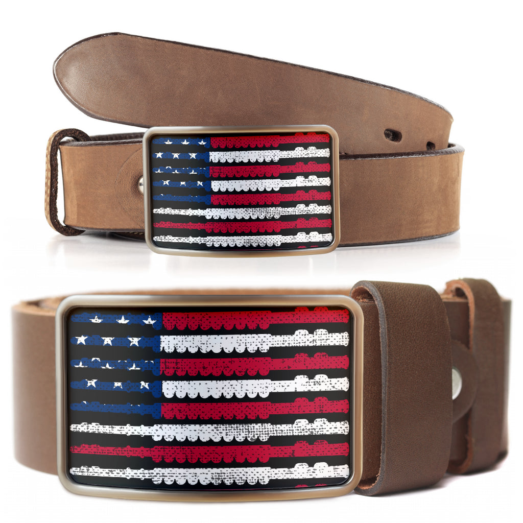 Stunning American Flag Flute Belt Buckle