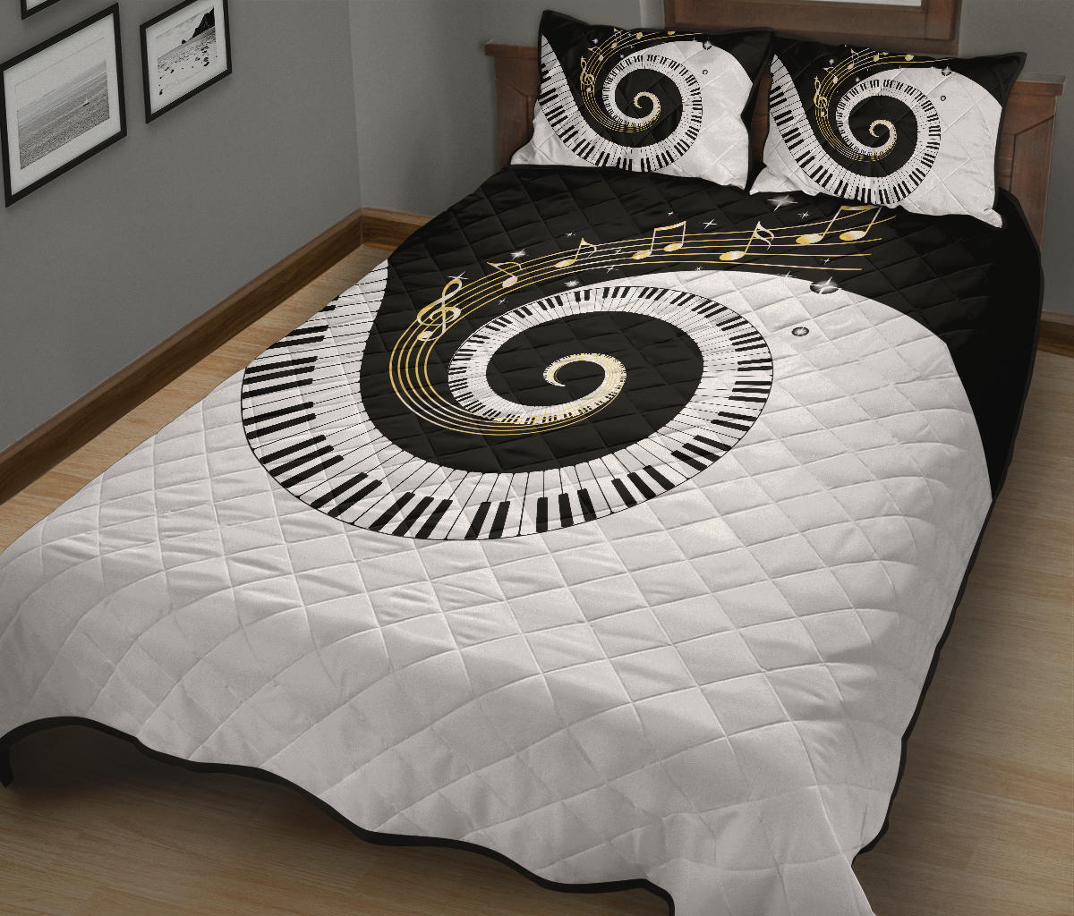 Piano Art Music Quilt Bed Set