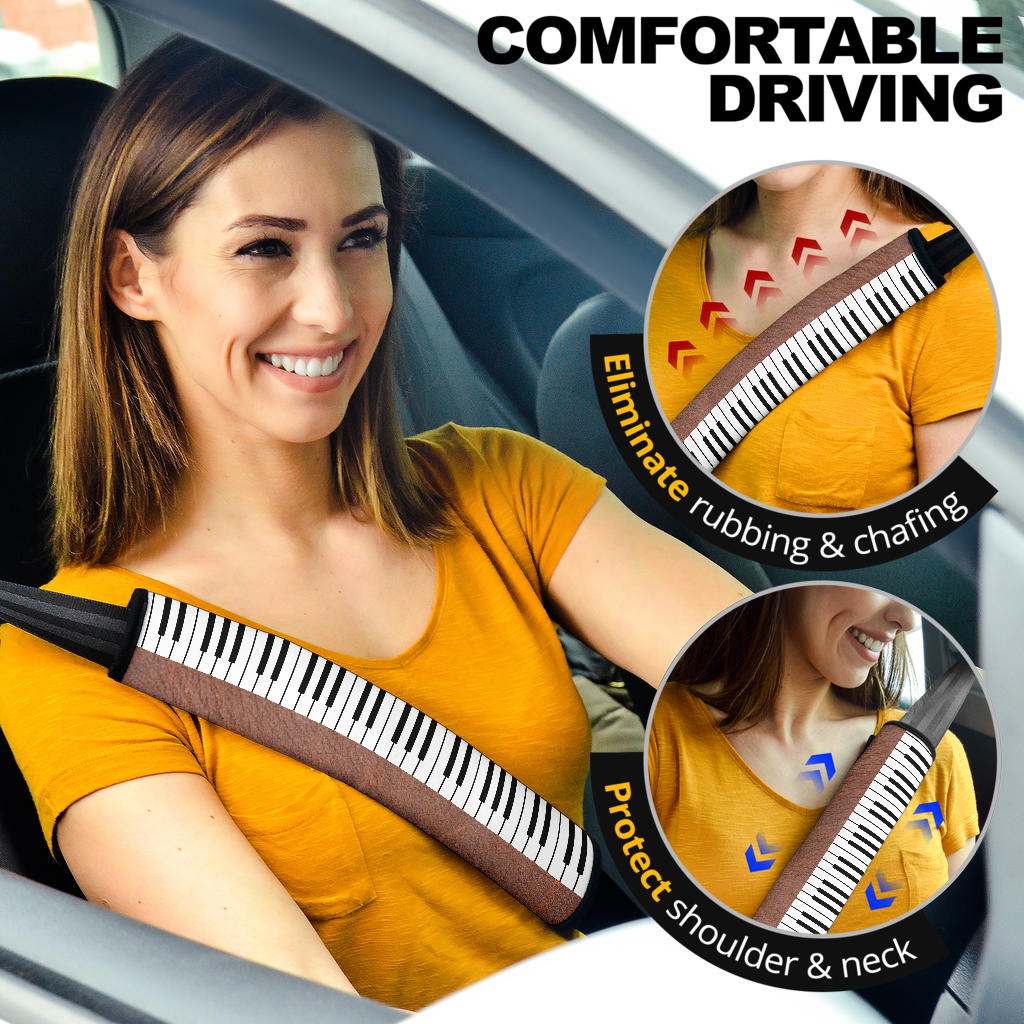 Piano Leather Seat Belt Covers