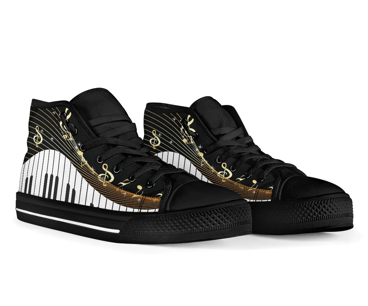 Piano Keys And Music Notes High Tops