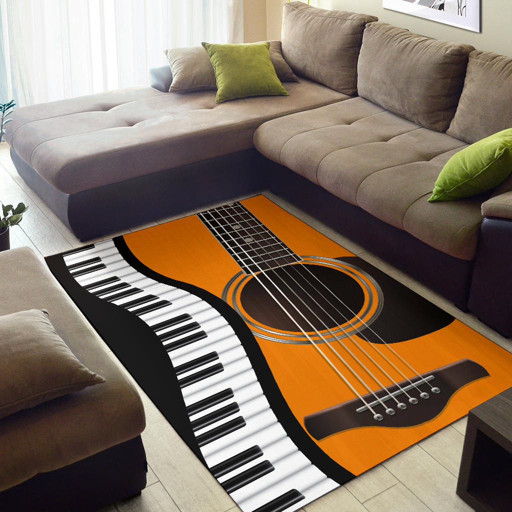 Piano Keys And Guitar Area Rug