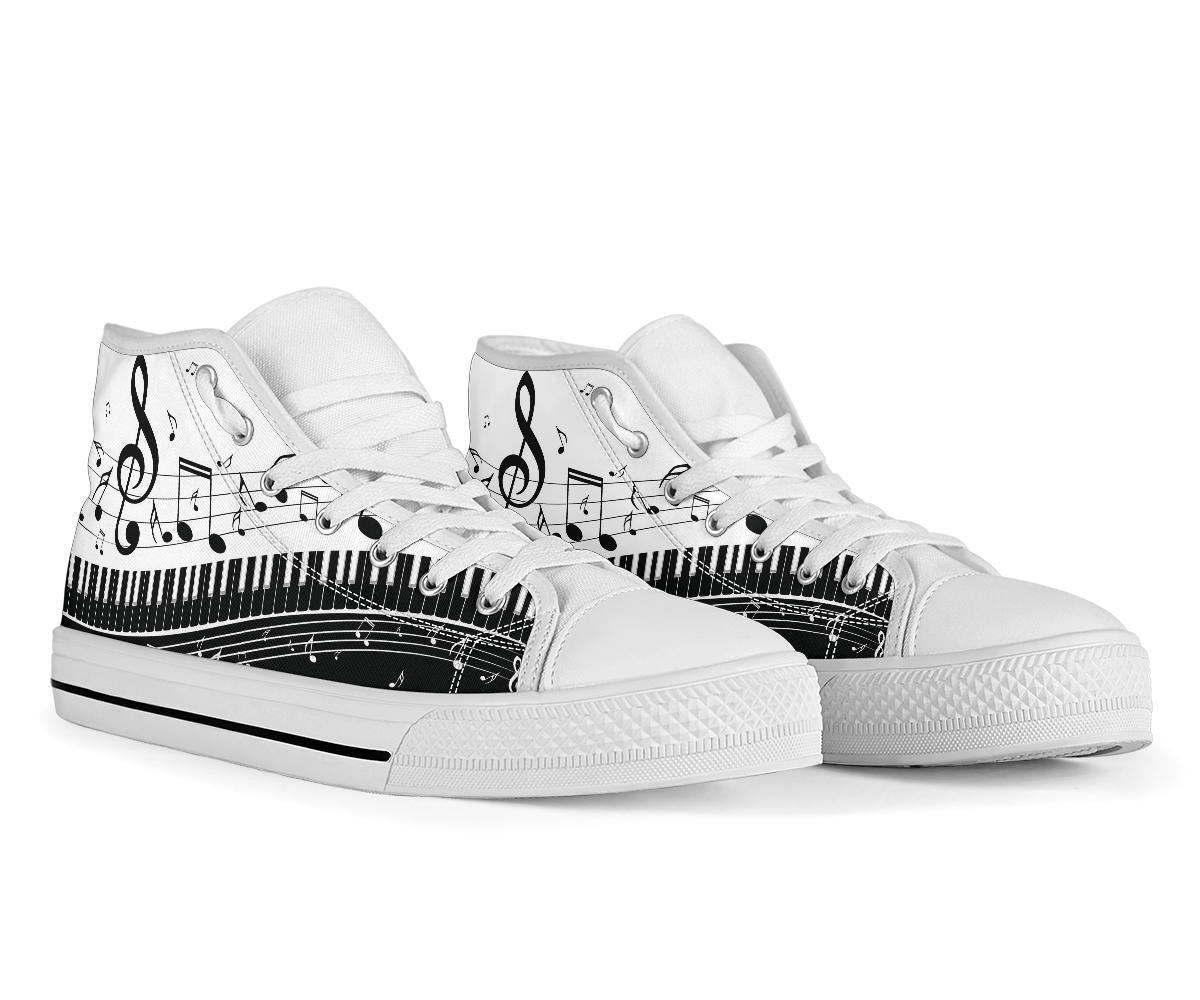 Piano Key With Music Notes High Tops