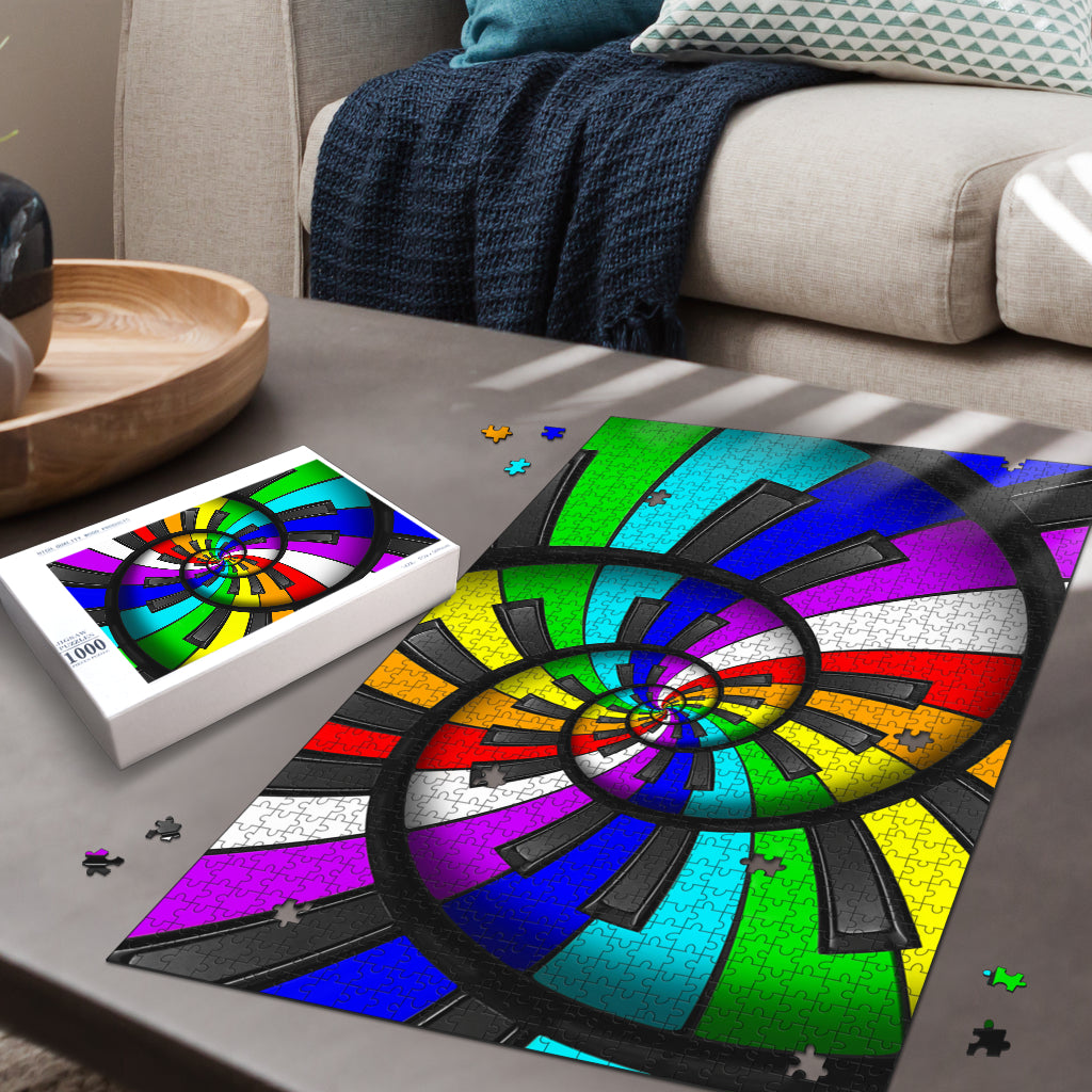 Piano Rainbow Keys Wood Jigsaw Puzzle