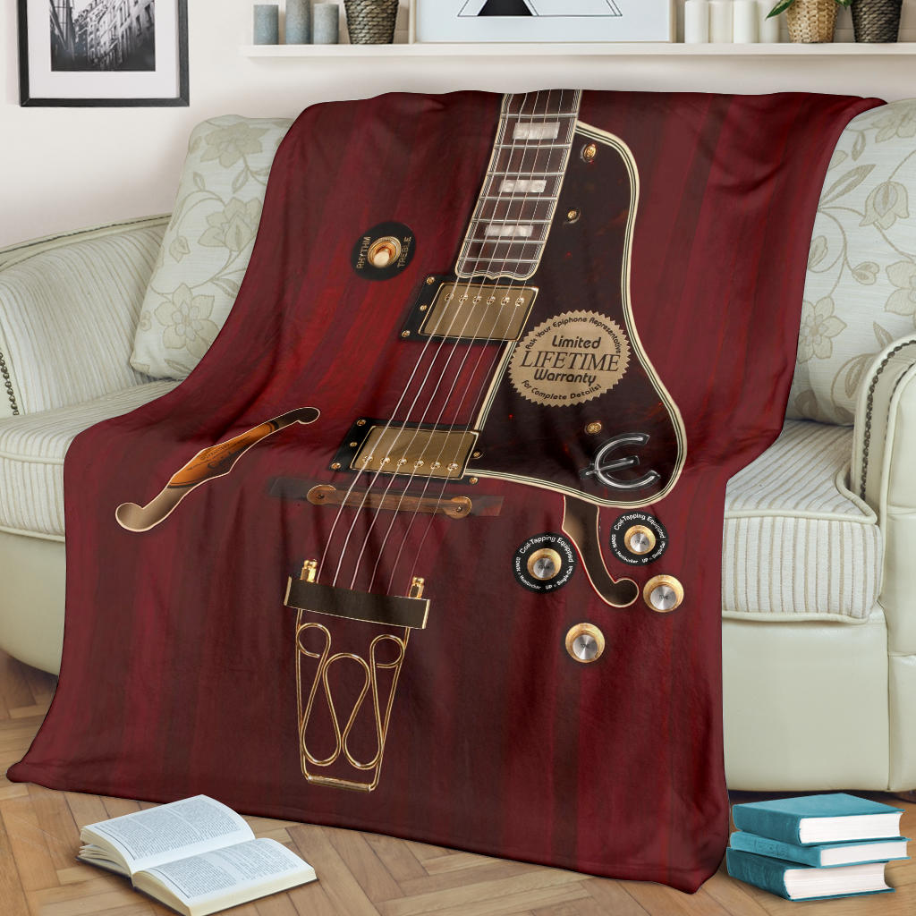 Red Electric Guitar Premium Blanket