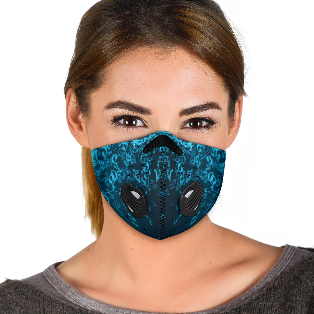 Music Notes Blue Premium Face Mask