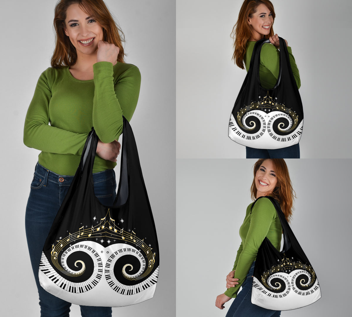 Piano Keys Art Musical Notes Grocery Bag 3-Pack