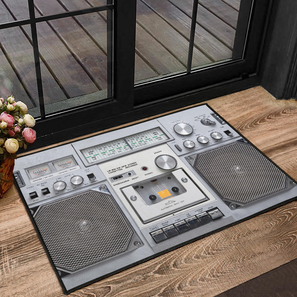 White Stereo Door Mat