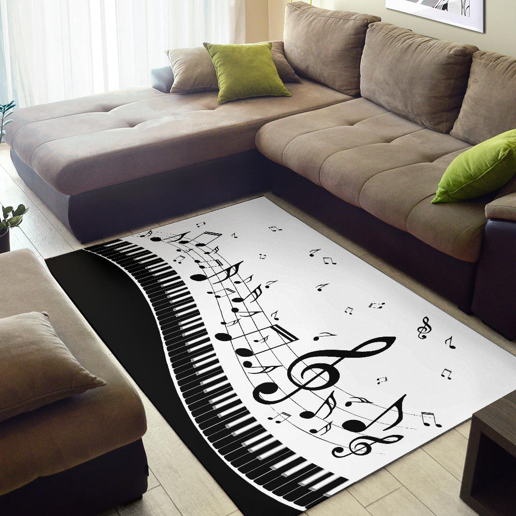 Music Notes And Piano Keys Area Rug