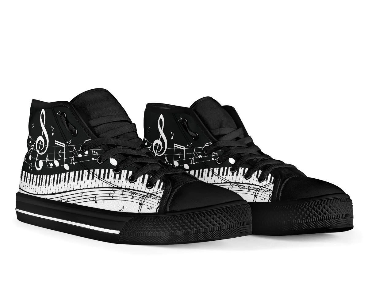 Piano Keys With Musical Notes High Tops
