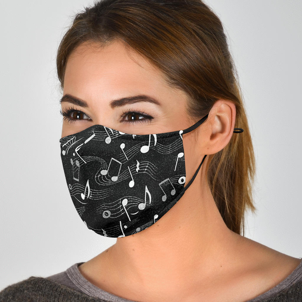 Music Notes Black Face Mask