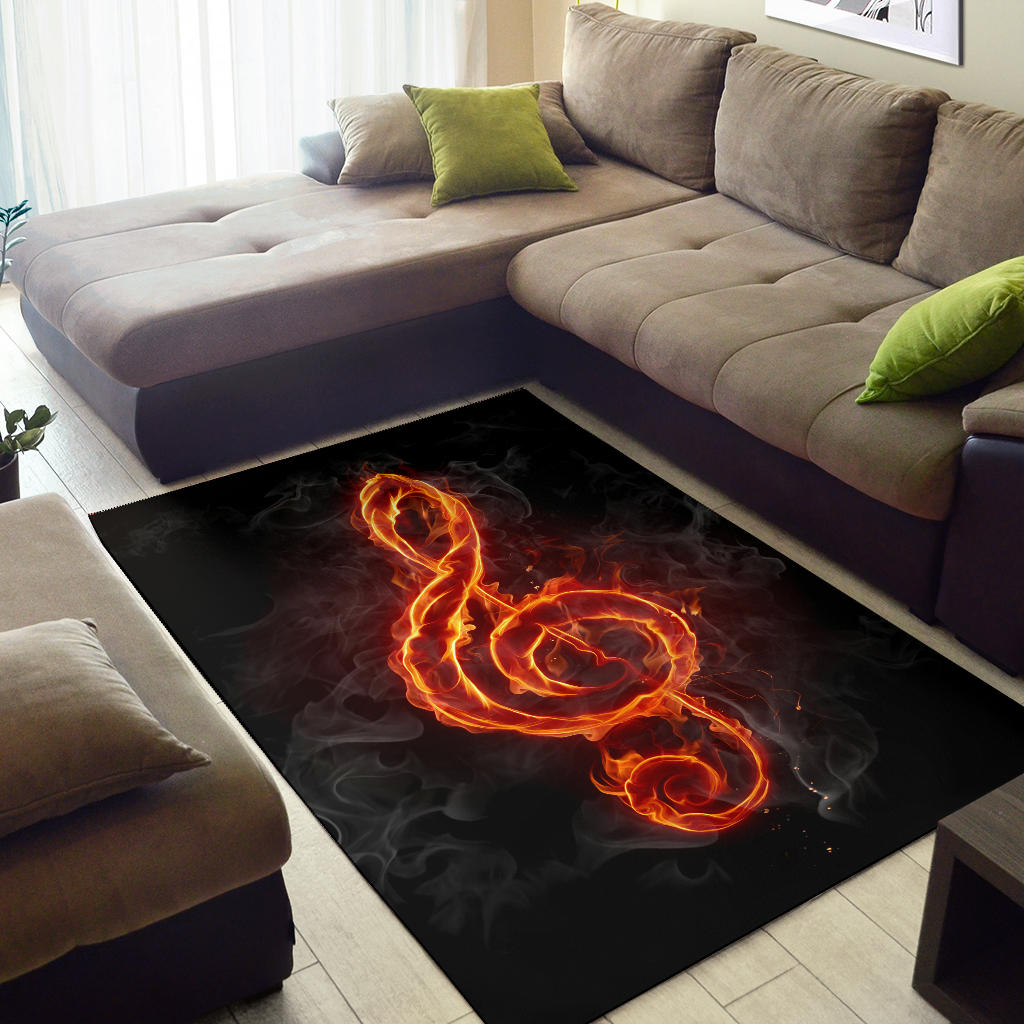 Treble Clef Fire Area Rug