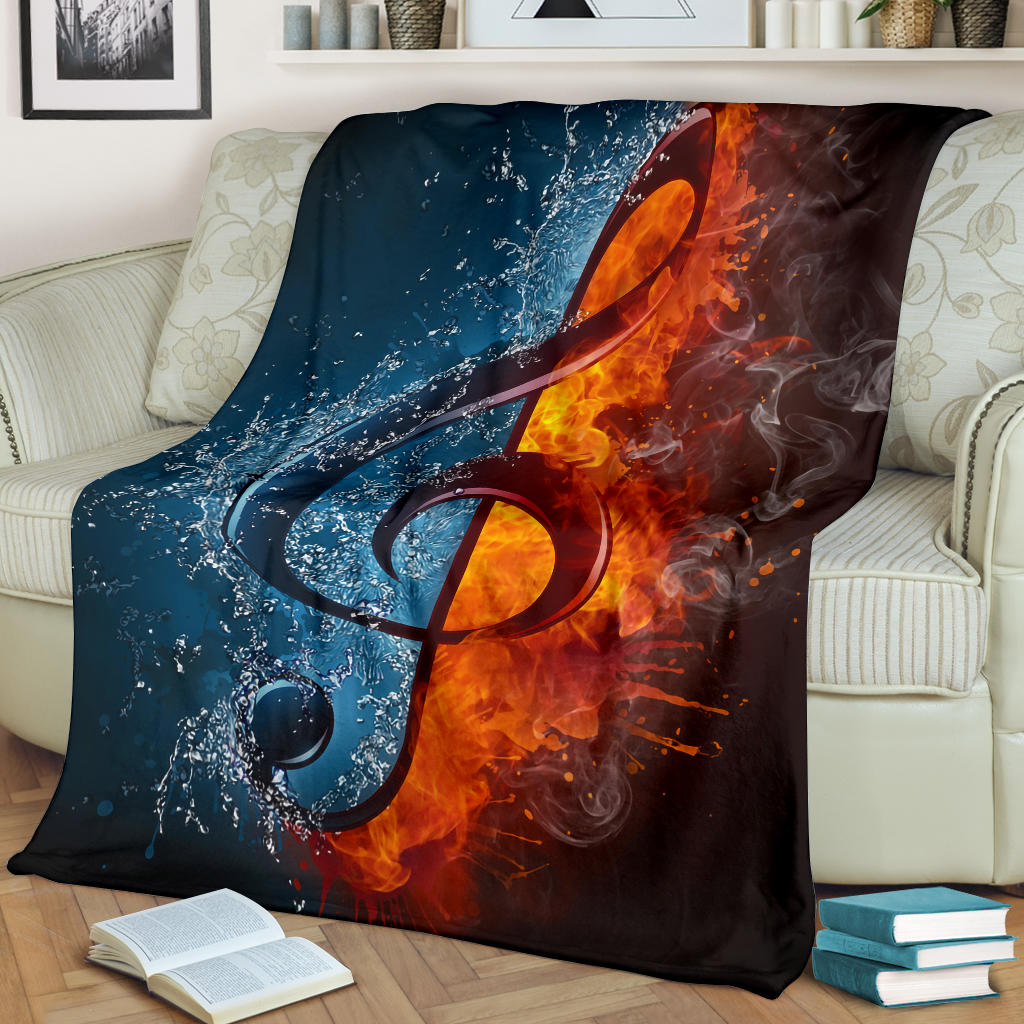 Treble Clef Ice And Fire Premium Blanket