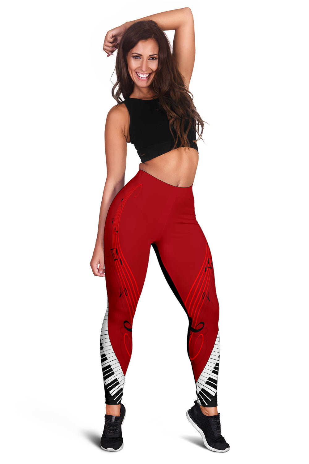 Piano Keys Red And Black Leggings
