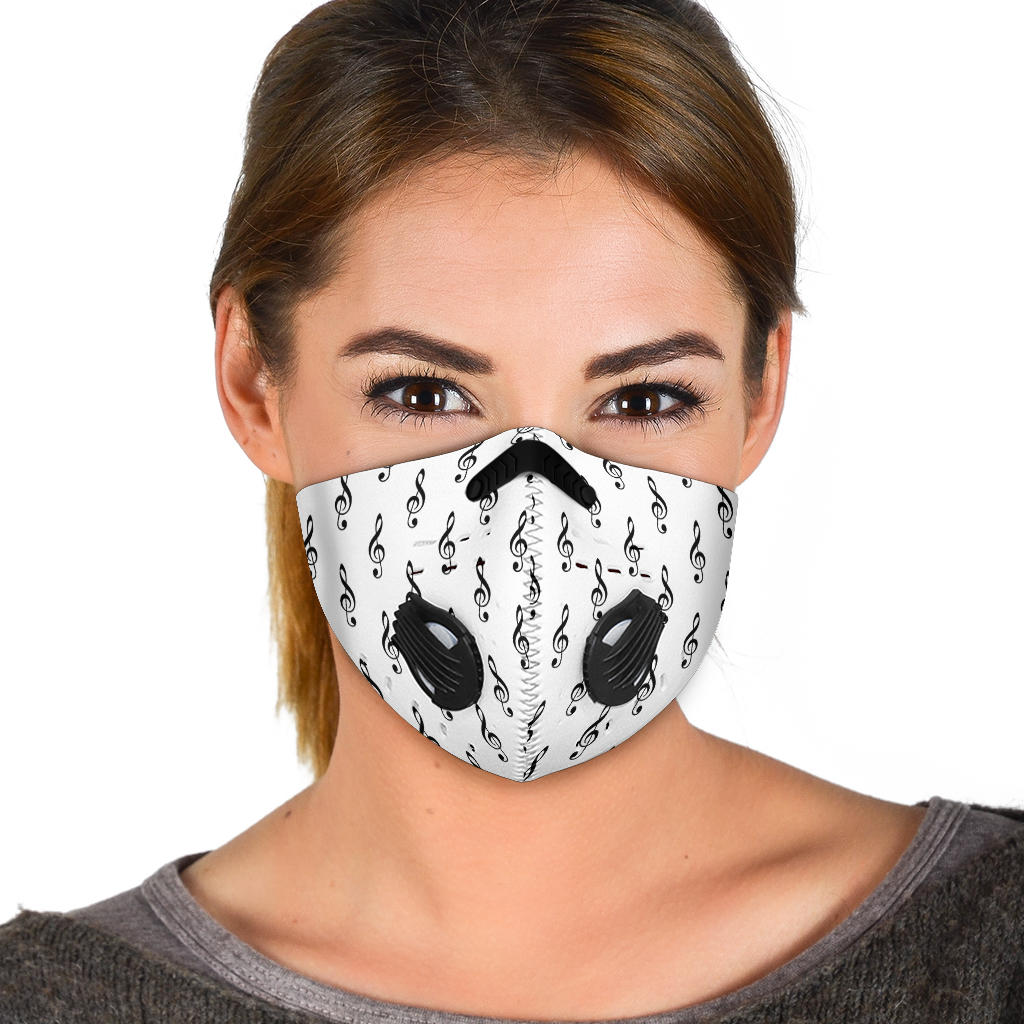 Music Notes White Premium Face Mask