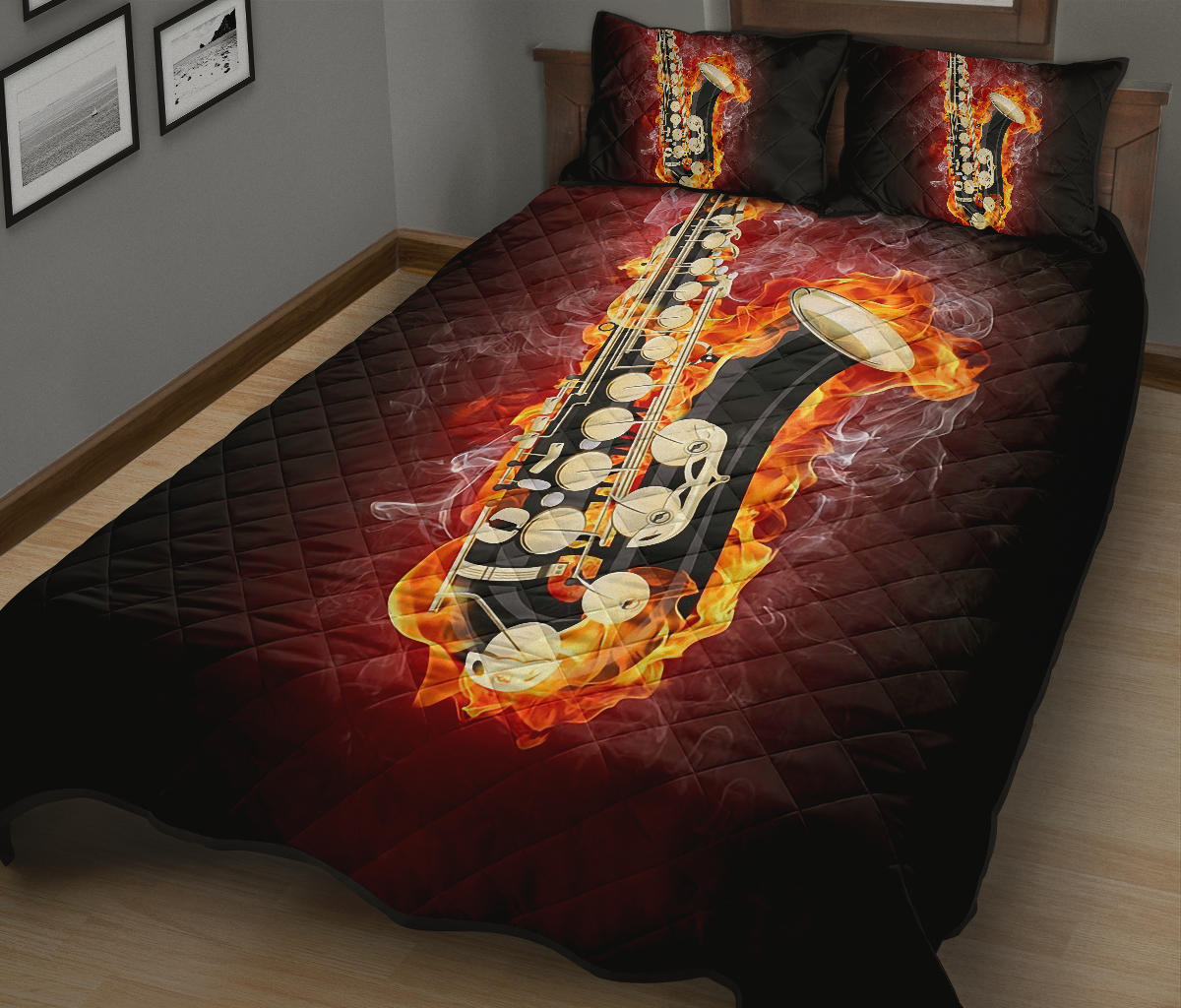 Saxophone Flame Quilt Bedding Set