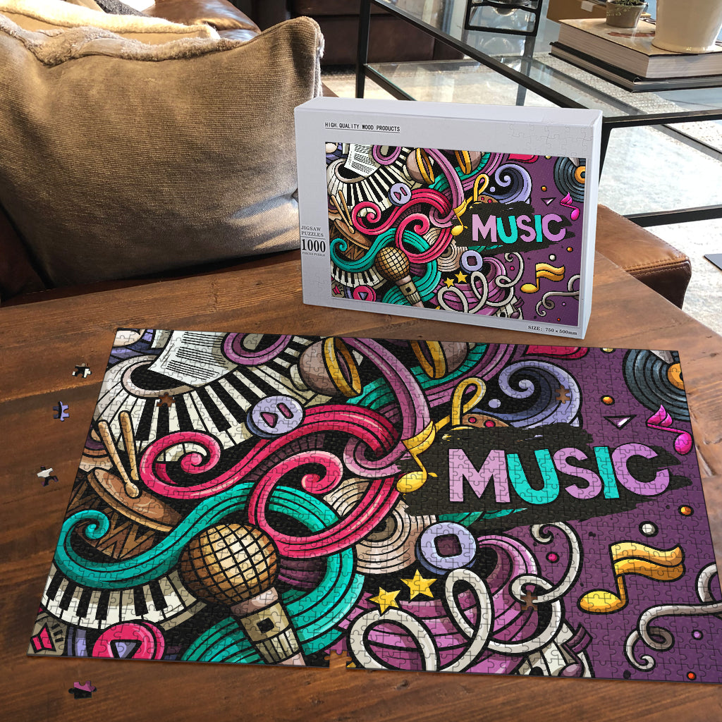 Music Instruments Art Wood Jigsaw Puzzle