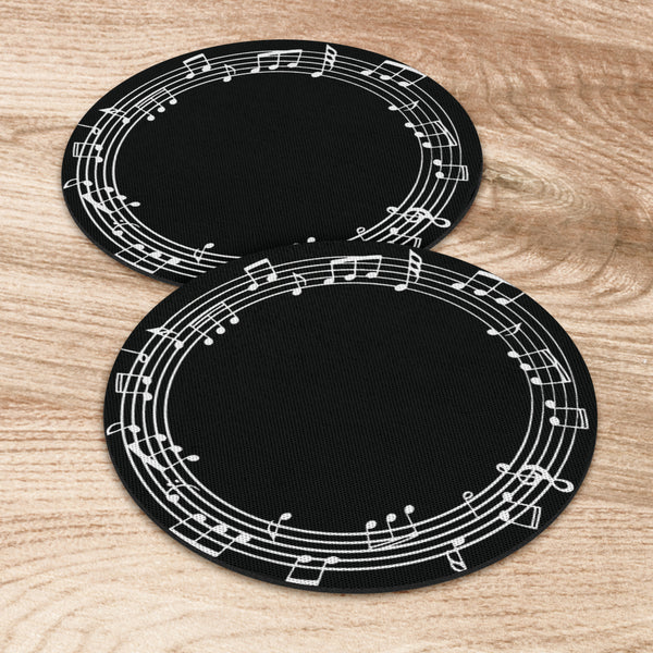 Music Notes Round Coasters - Artistic Pod