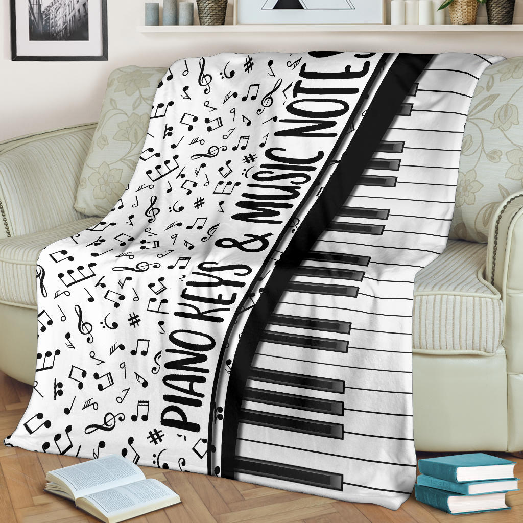 Piano Keys & Music Notes Premium Blanket