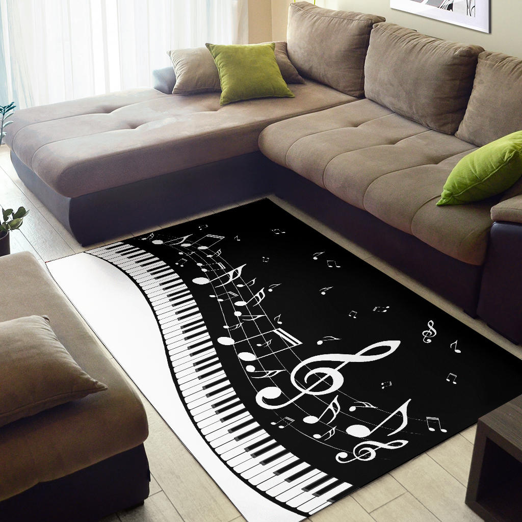 Music Notes And Piano Area Rug