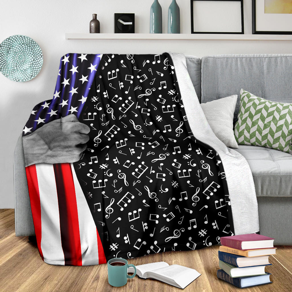 Music Notes American Flag Blanket