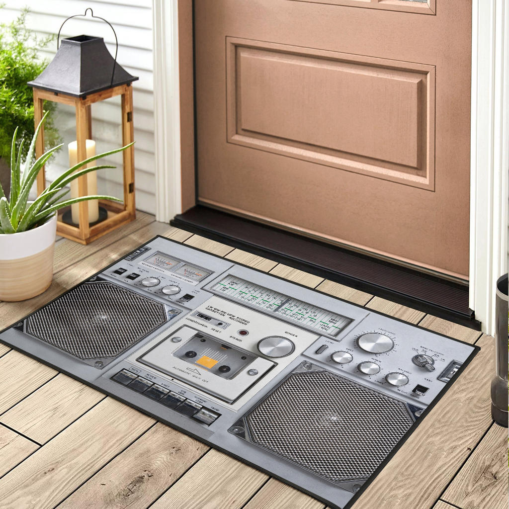 White Stereo Door Mat